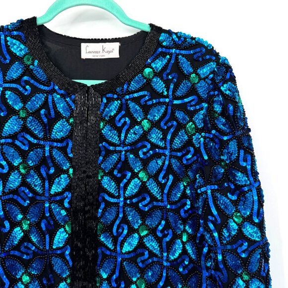 Laurence Kazar vintage sequined blazer 100% silk Woman’s size medium Large - Picture 2 of 15